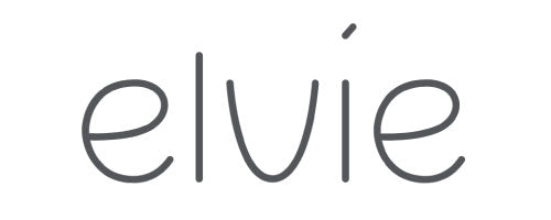 Elvie logo in black on a white background