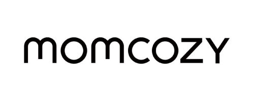 Black 'momcozy' logo on a white background